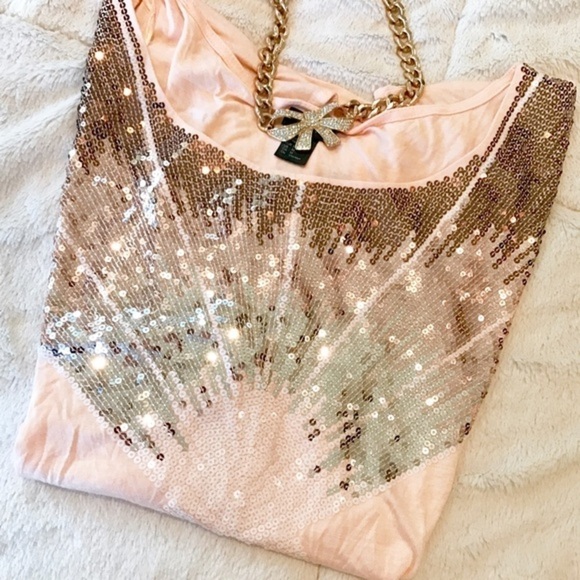 H&M NWOT blush colored sequin top - Picture 3 of 5